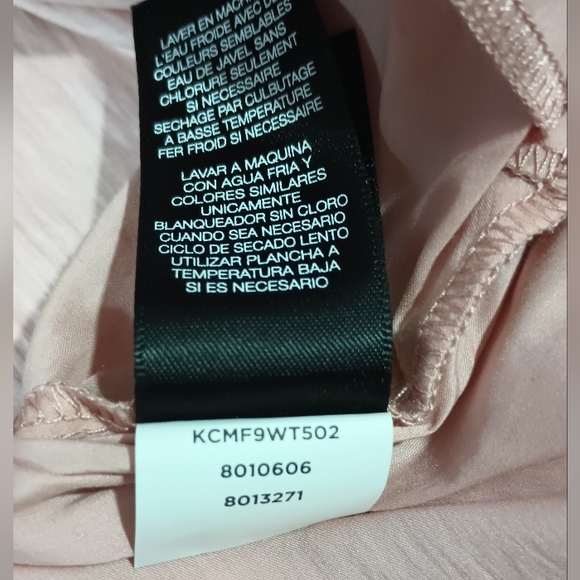 LS Button Down Stretch Faux WrapBlouse Blush Kenneth Cole New York Rose Petal - Picture 11 of 16